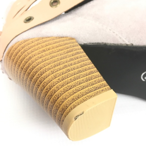 Gray ankle strap boots chunky heel booties 8.5 - Picture 2 of 11